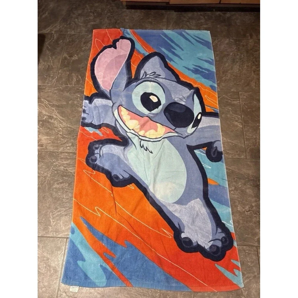 Disney Store Vintage Surfing Stitch Beach Towel 30 x 60 Bright Rare